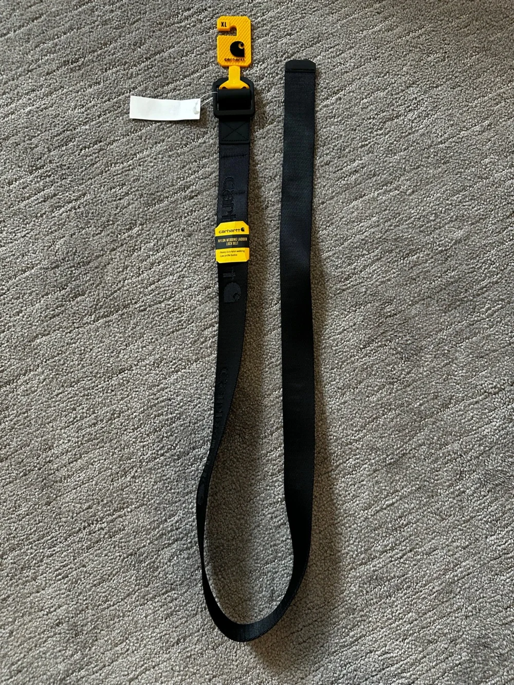Carhartt Black Webbing Belt with Yellow Tab